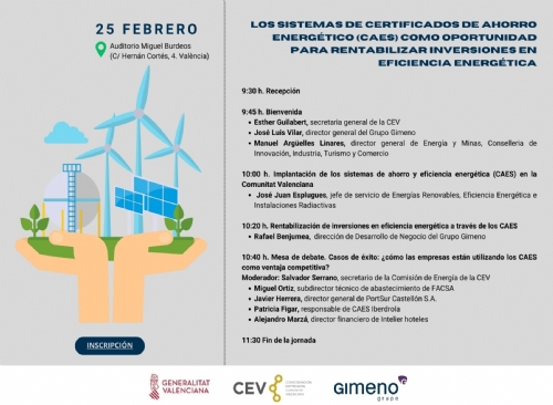 Invitacin jornada Los sistemas de certificados de ahorro energtico (CAES) como oportunidad para rentabilizar inversiones en eficiencia energtica