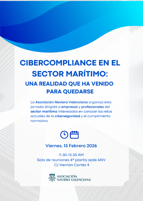 Jornada CIBERCOMPLIANCE en el SECTOR MAR�TIMO: Una realidad que ha venido para quedarse.13.2.2026. ANV