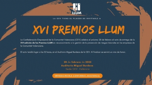 Invitacin XVI Edicin de los Premios LLUM 2025. 